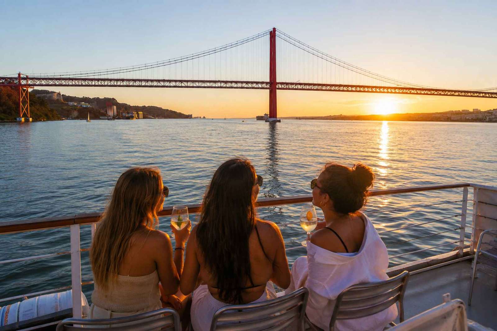Lisbona: Tour al tramonto sul fiume Tago con spuntini e bevande