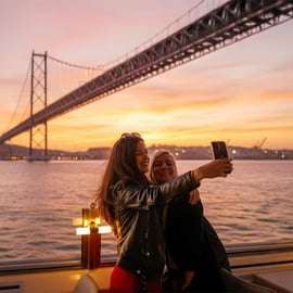Lisbona: Crociera al tramonto sul fiume Tejo con drink di benvenuto