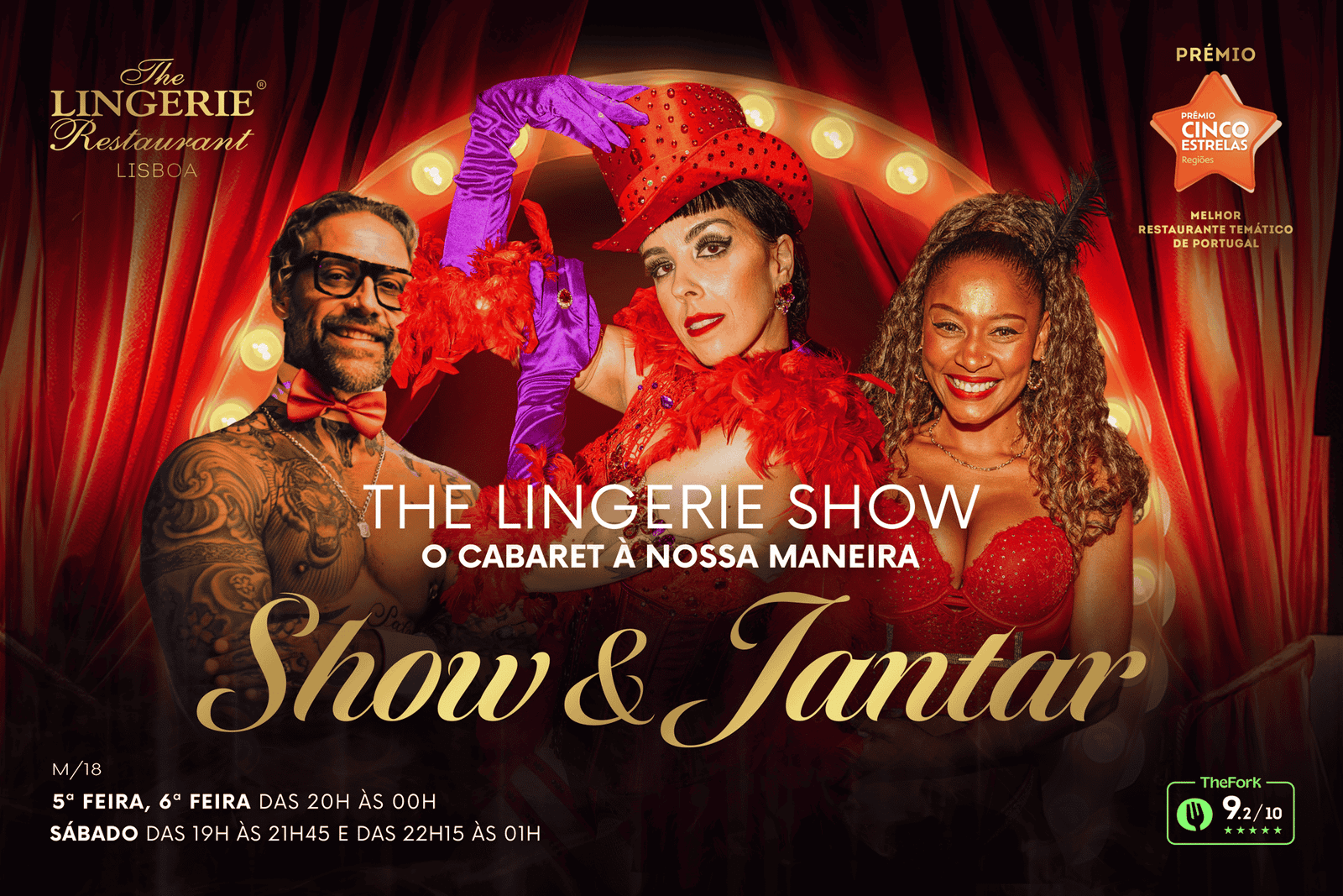 Lisbona: Spettacolo di cabaret erotico e cena