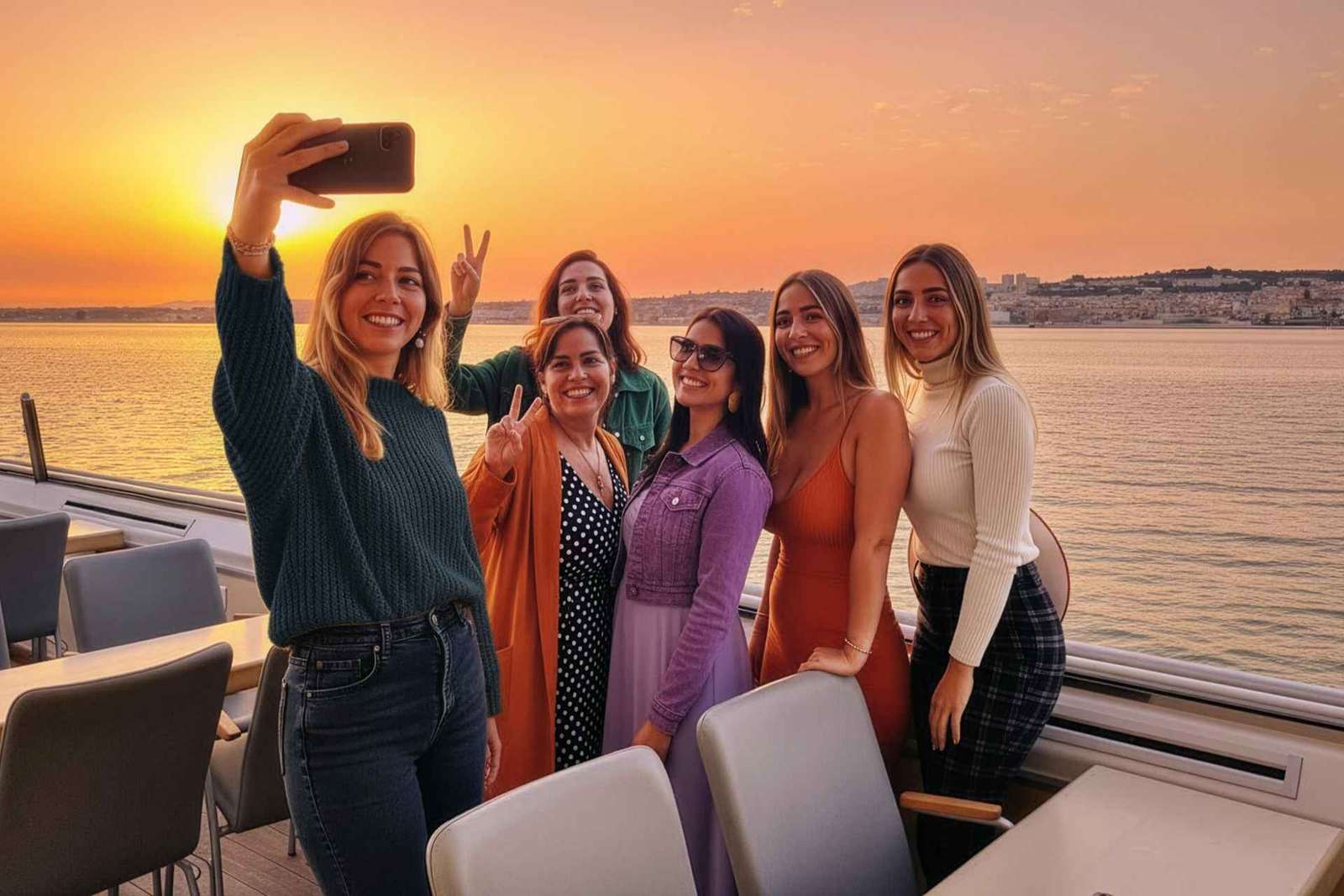 Lisbona: Crociera al tramonto sul fiume Tejo con drink di benvenuto